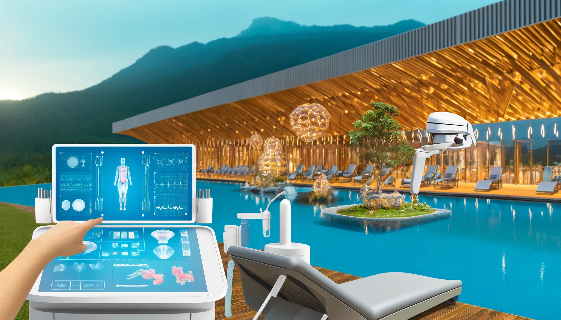 A high-tech medical tourism destination with cutting-edge medical facilities and luxurious wellness spaces.